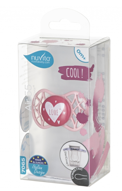 Силиконовая симметричная пустышка Nuvita Air55 Cool Love, 0+ мес., розовый (NV7065PR) - фото 4