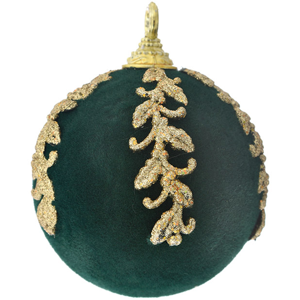 Рождественский шар 10 см темно-зеленый З шт. (681-044) - фото 1