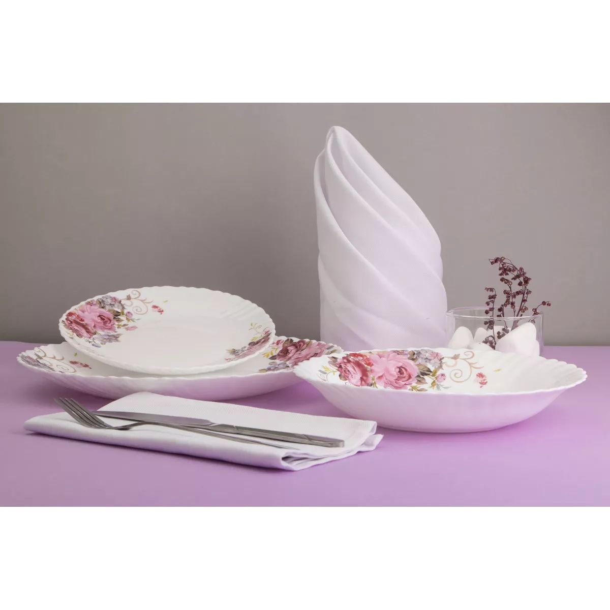 Набор посуды Vittora Wave VT-419РВ Розовый букет 18 предметов (104150) - фото 2