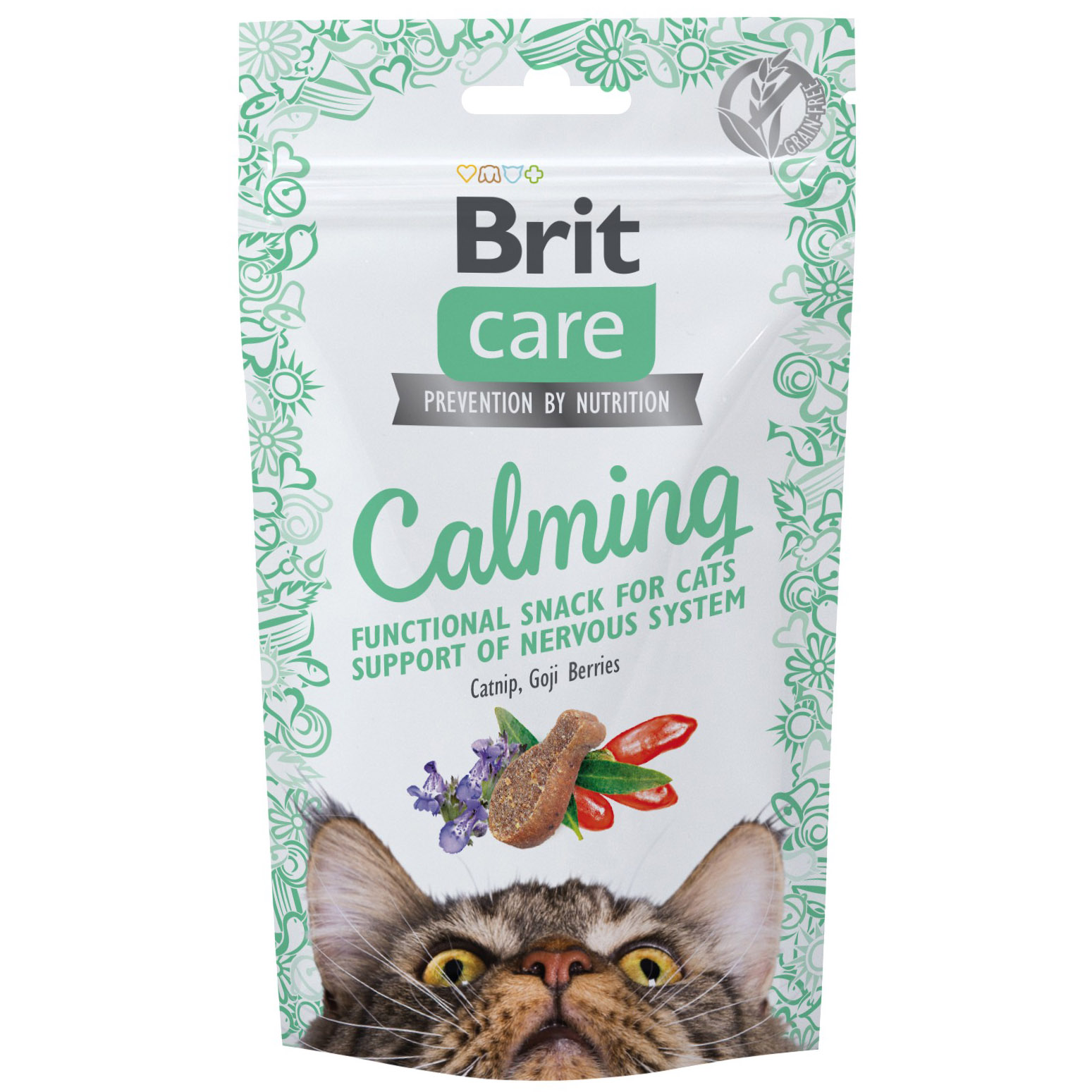 Ласощі для котів Brit Care Cat Snack Calming з куркою, м'ятою та ягодами годжі 50 г - фото 1