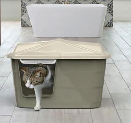 Дом-туалет для кошек 2 в 1 Georplast Villa 57.5x38.5x37 см темно-серый - фото 4
