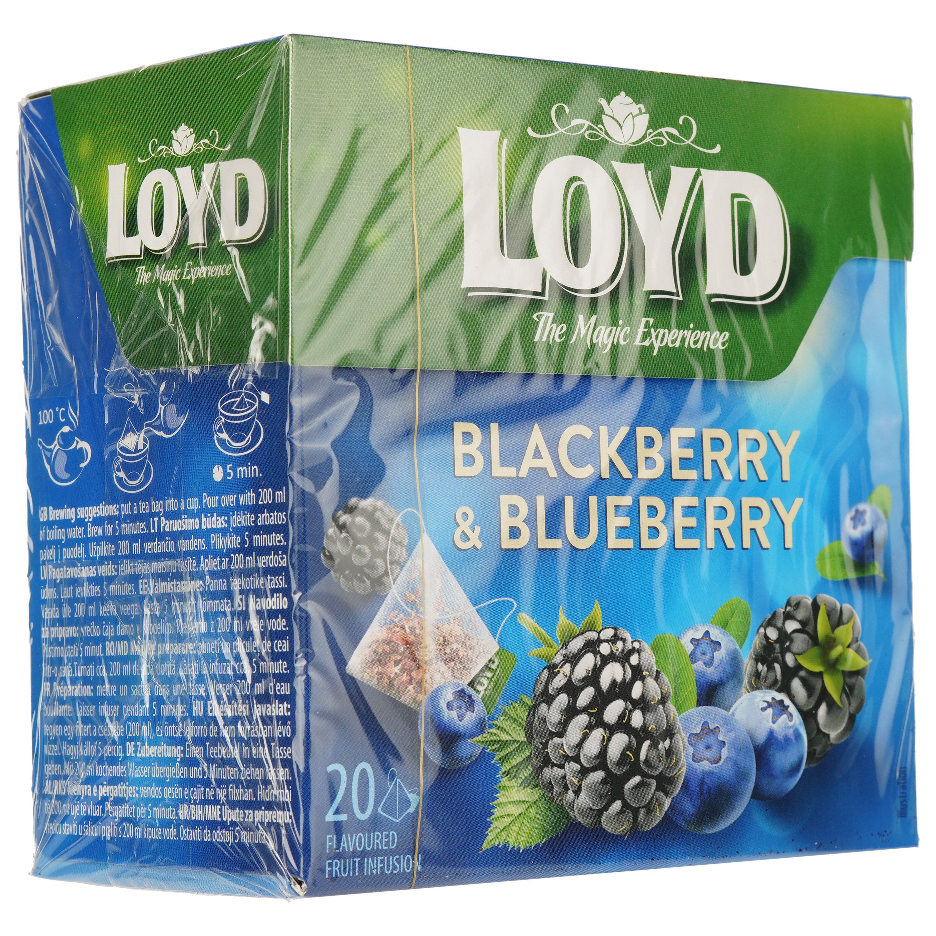 Чай фруктовий Loyd Blackberry&Blueberry, зі смаком ожини та чорниці, в пірамідках, 40 г - фото 3