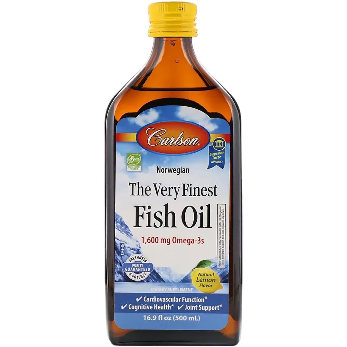 Норвежский рыбий жир Carlson The Very Finest Fish Oil Lemon вкус лимона 500 мл - фото 1