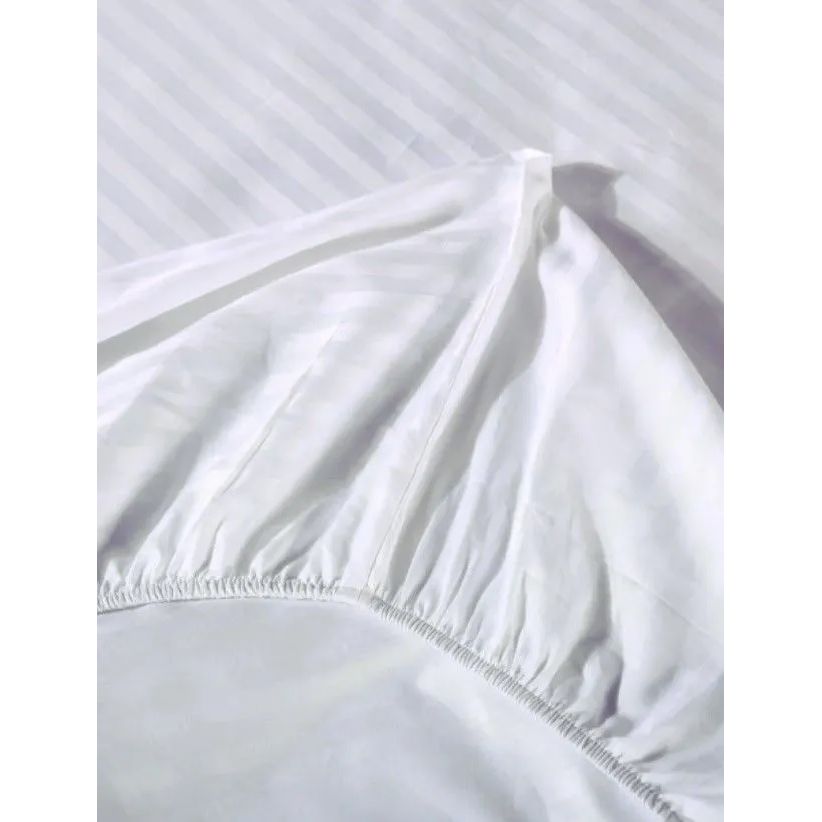 Простирадло на резинці LightHouse Sateen Stripe White 200х180 см біле (603883) - фото 4