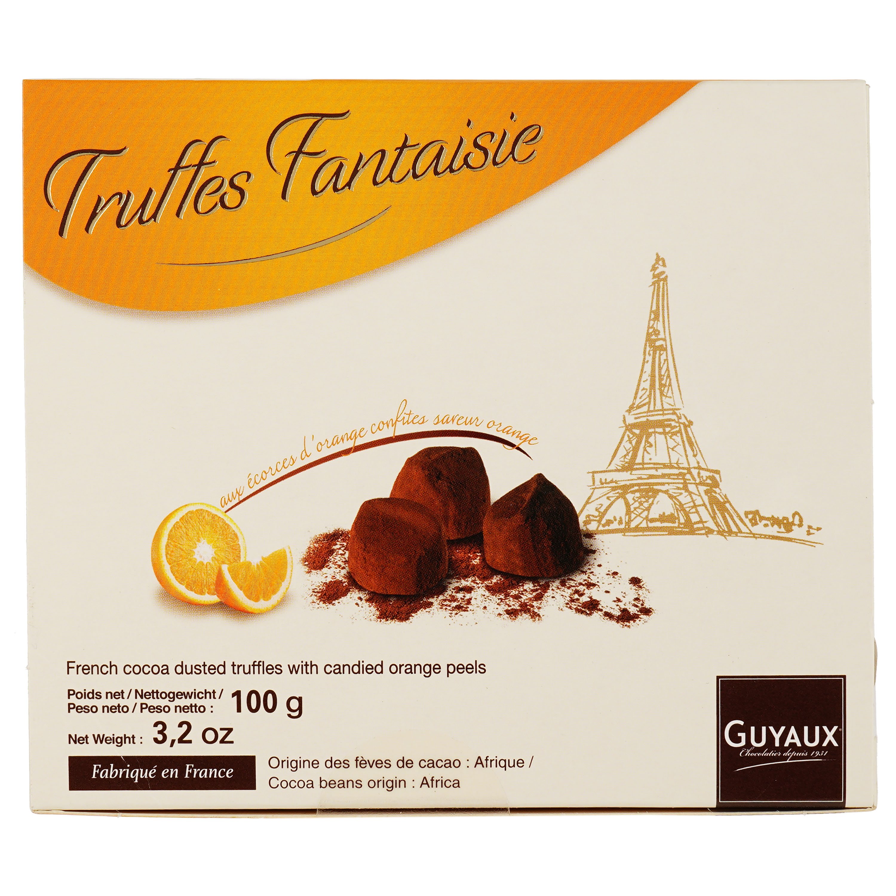 Цукерки Guyaux chocolatier Трюфеля апельсин, 100 г (524117) - фото 1