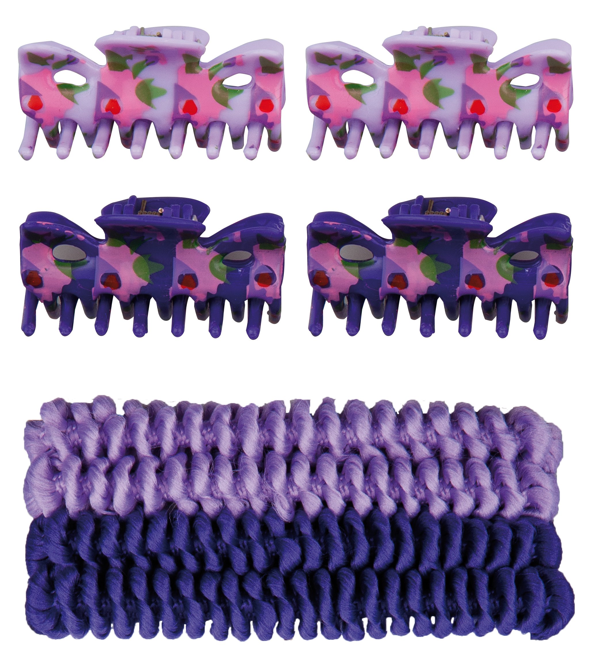 Набір резинок і заколок для волосся Titania, бузковий і фіолетовий, 8 шт. (8008 GIRL) - фото 1