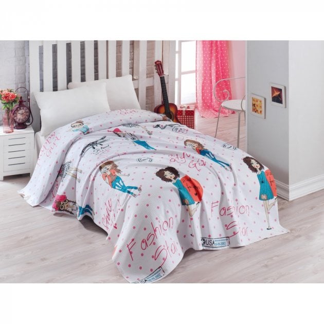 Комплект постельного белья Eponj Home Pike Fashion Girl Pembe, ранфорс, подростковый, разноцвет, 3 предмета (2000022072915) - фото 1