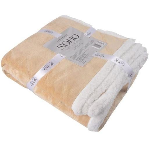 Одеяло Soho Plush hugs Beige флисовое, 200х150 см, бежевое с белым (1222К) - фото 4