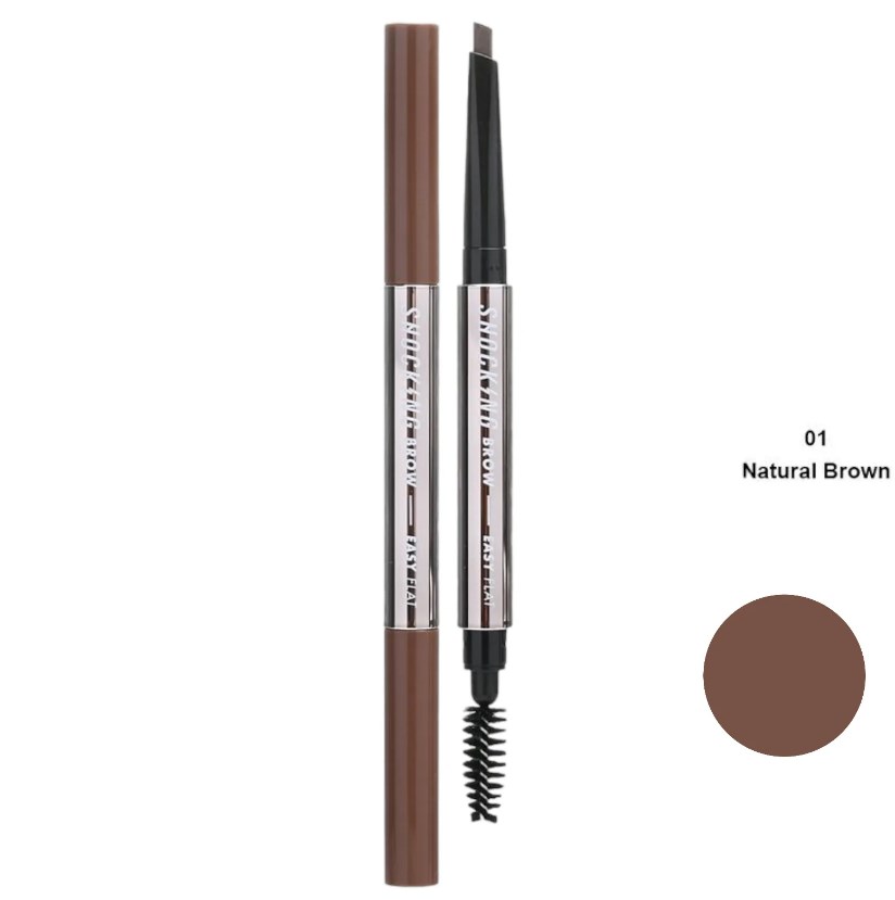 Карандаш для бровей Tony Moly The Shocking Vegan Brow Easy Flat Natural Brown тон 01, 0.5 г - фото 2