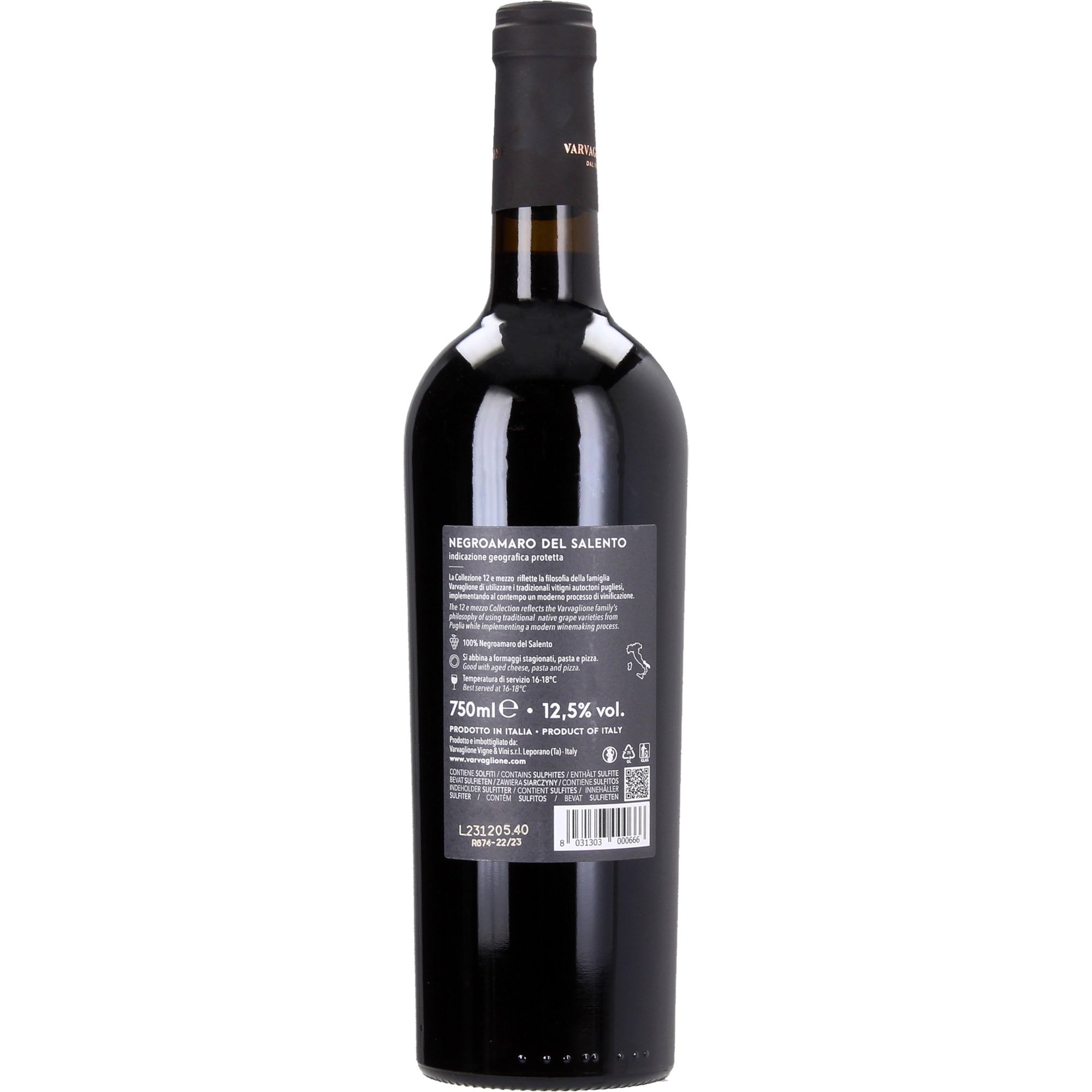 Вино Varvaglione 12 e Mezzo Negroamaro del Salento красное сухое 0.75 л - фото 2