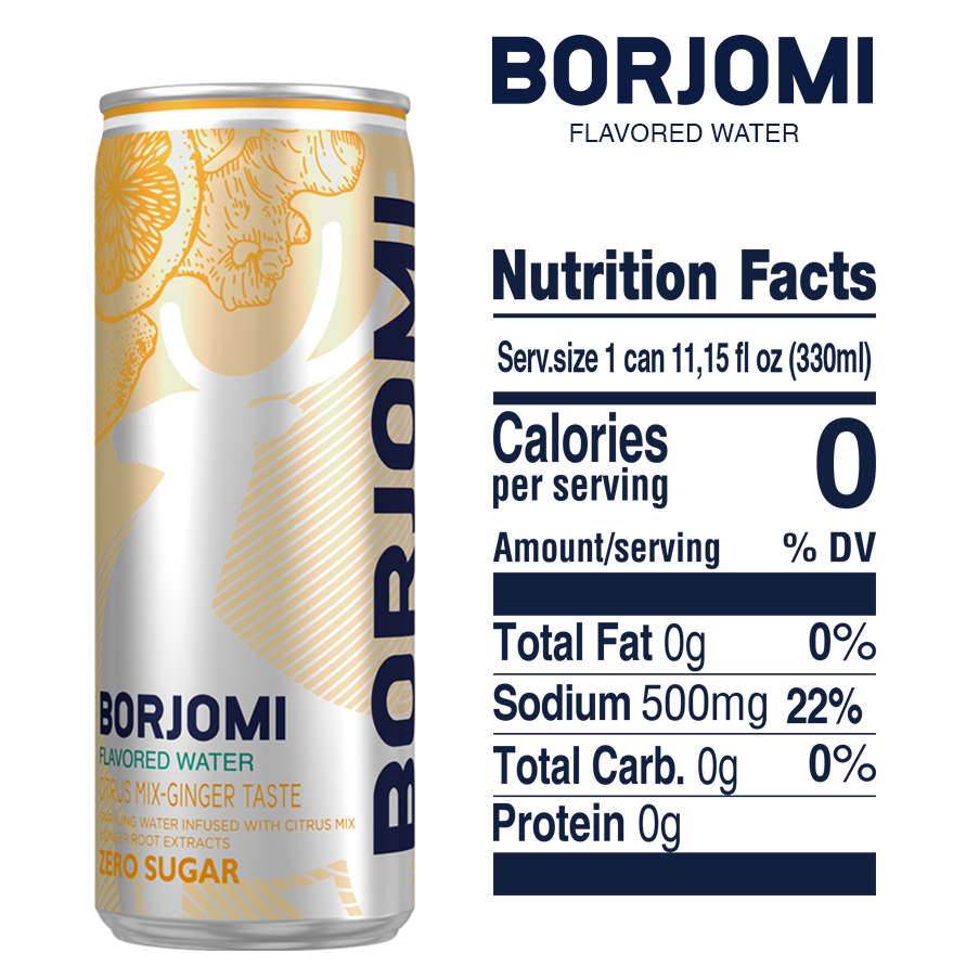 Напій безалкогольний сильногазований Borjomi Flavored water Цитрус-імбир з/б 0.33 л - фото 2
