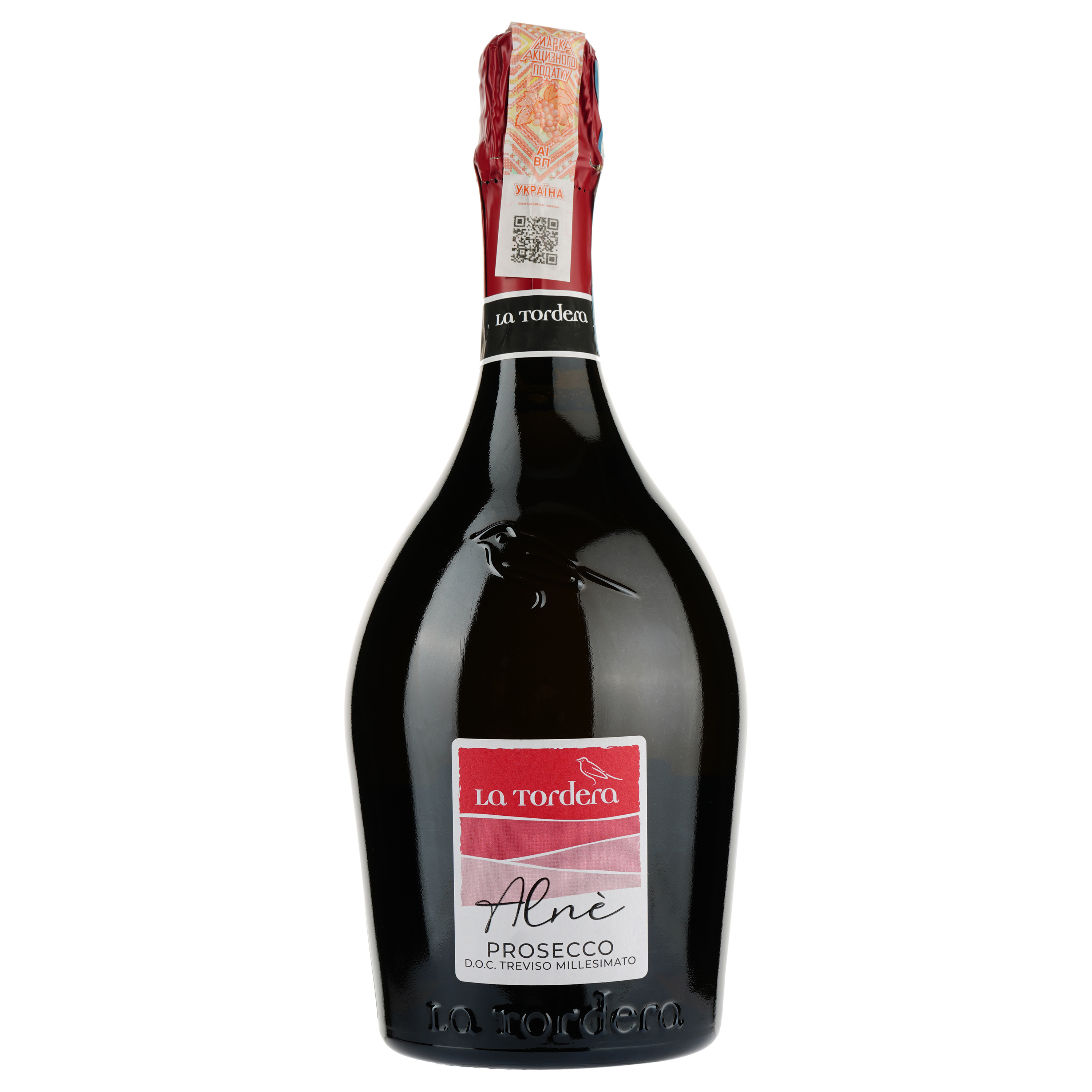 Вино игристое La Tordera Prosecco Treviso Alne Millesimato Spumante, белое, экстра сухое, 11,5%, 0,75 л (1029) - фото 1