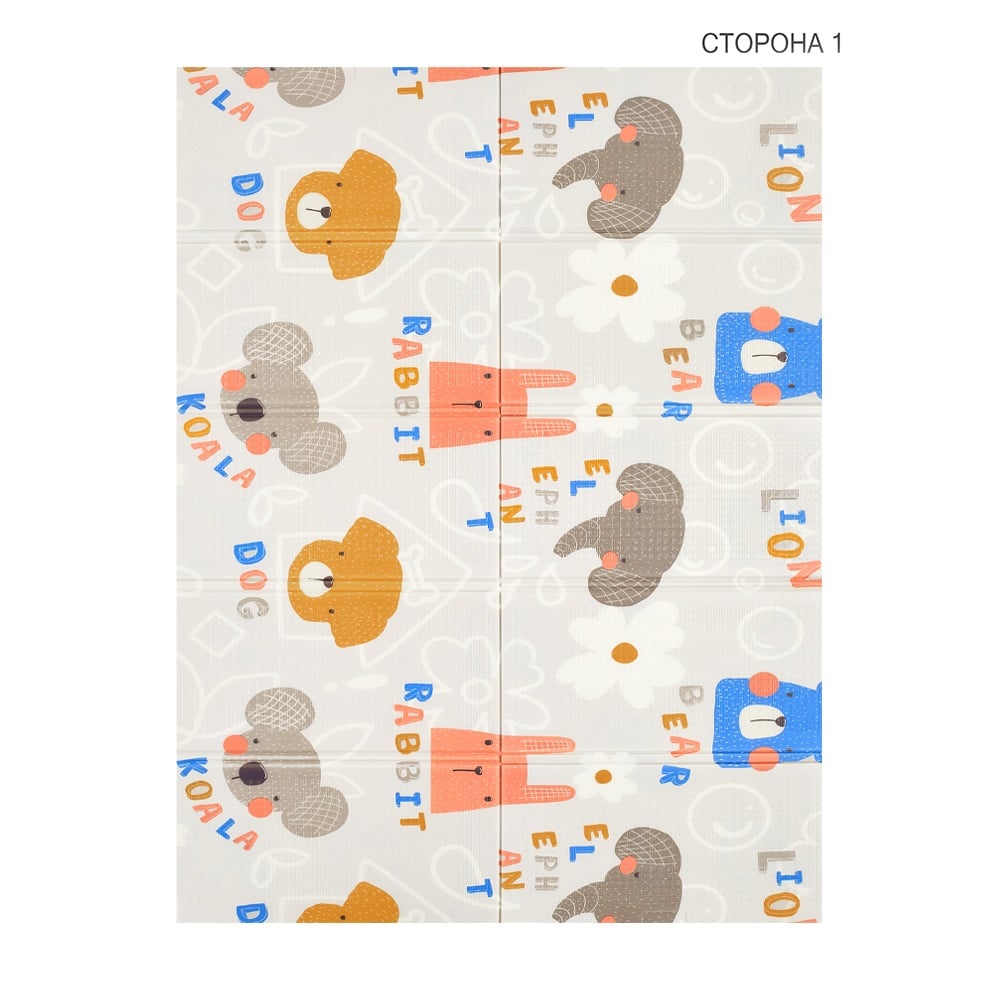 Дитячий двосторонній складний килимок Poppet Кольорові звірята та Іграшкові коники, 150х200х0,8 см (PP016-150H) - фото 2