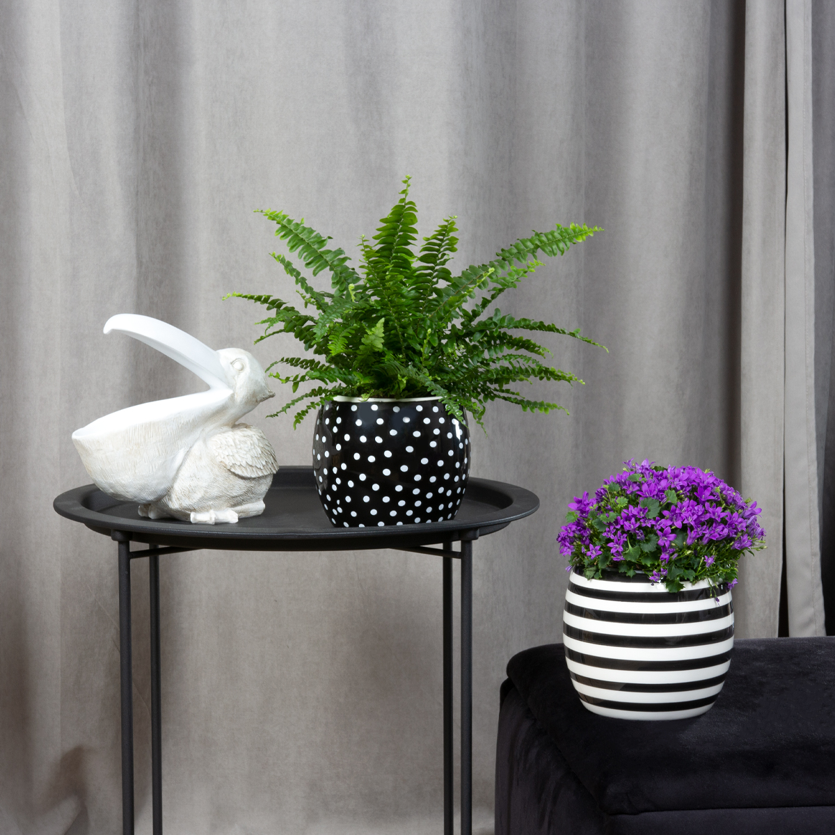 Ваза-кашпо МВМ My Home, 14,5 см, чорна з білим (DH-FLOWERS-27 WHITE/BLACK) - фото 3
