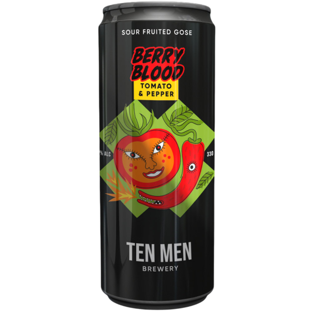 Пиво Ten Men Brewery Berry Blood Tomato & Pepper полутемное 4% 0.33 л ж/б - фото 1