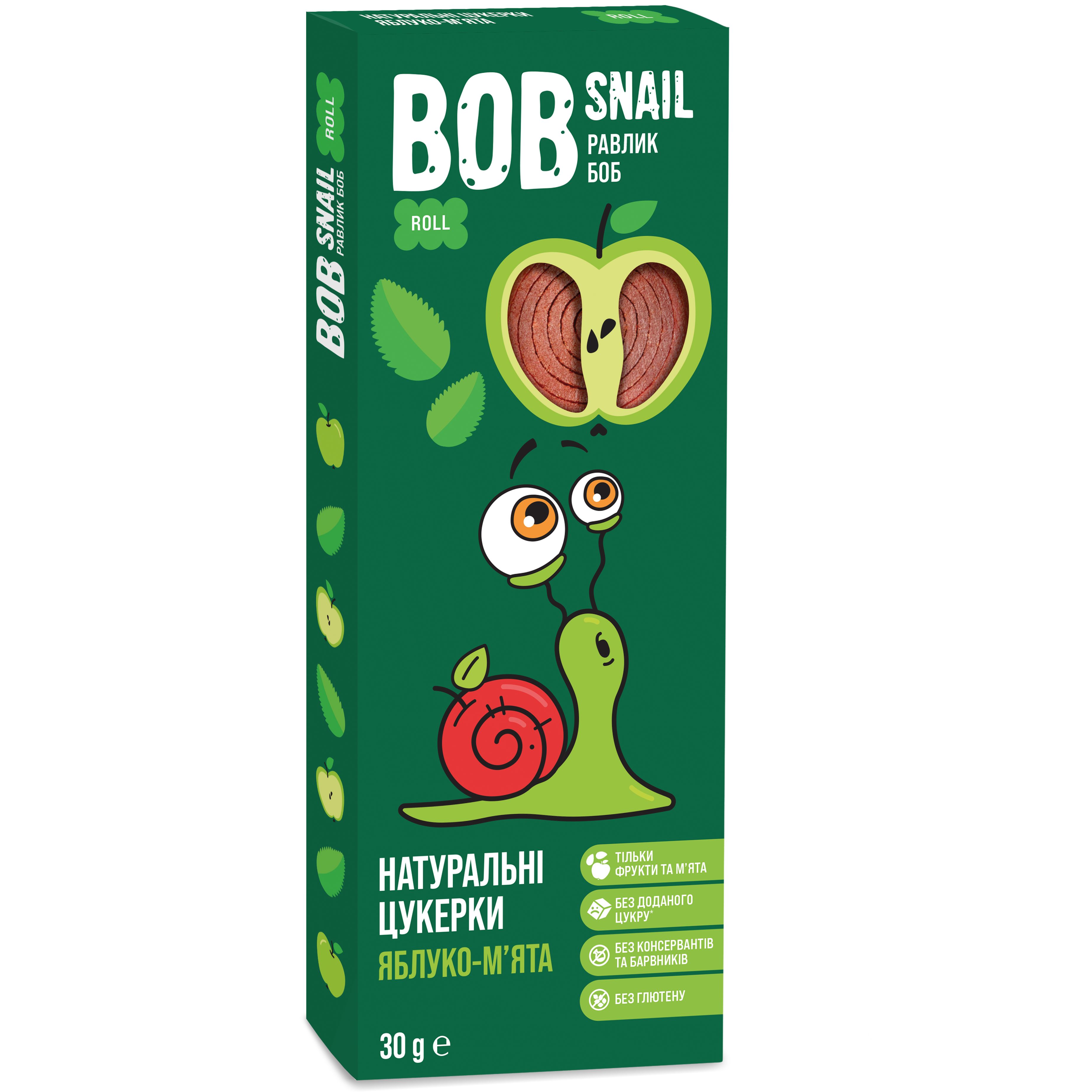 Фруктовые яблочные конфеты Bob Snail с мятой 30 г - фото 1