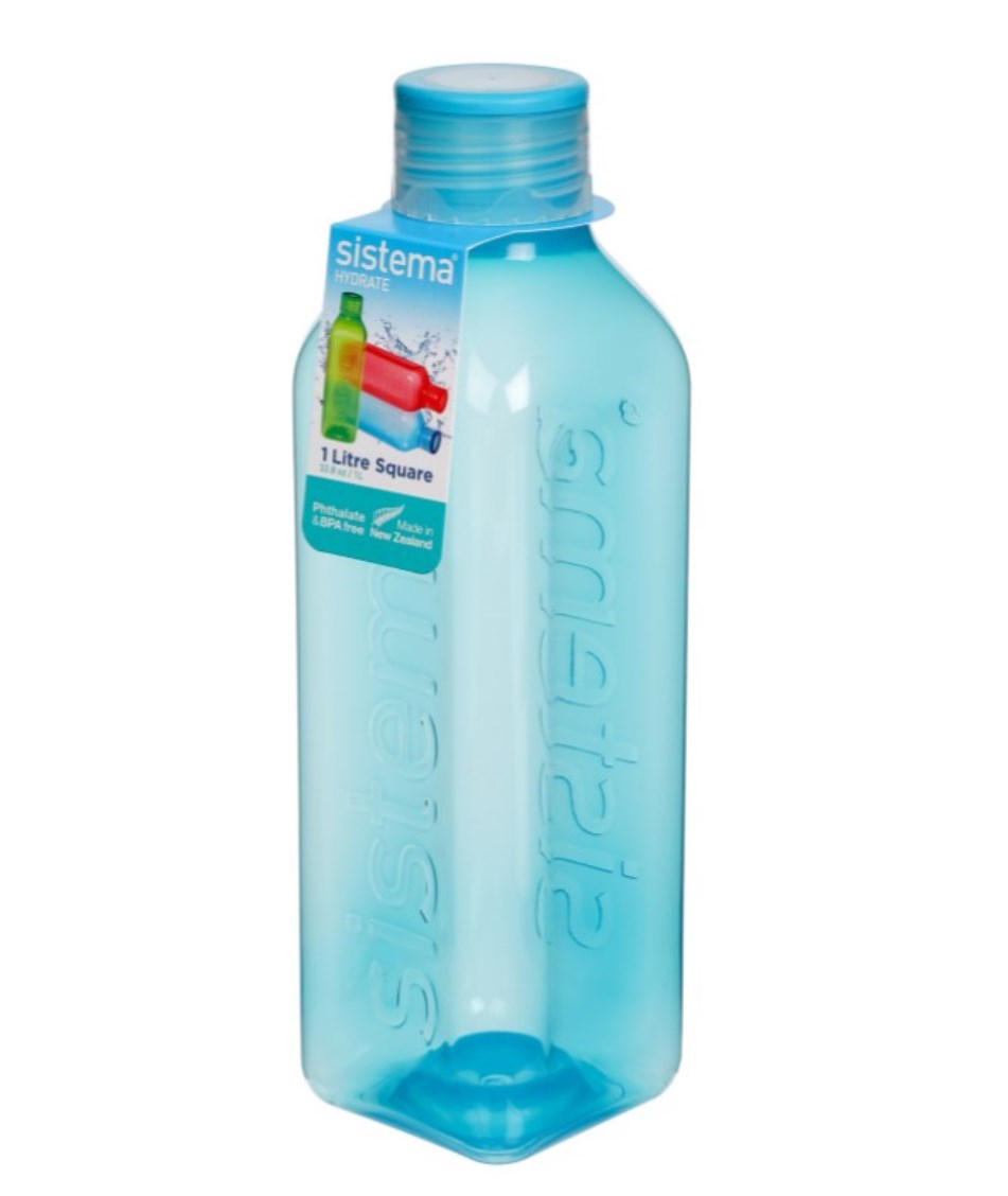 Пляшка для води, квадратна 1 л, синій (890-1 blue) - фото 1