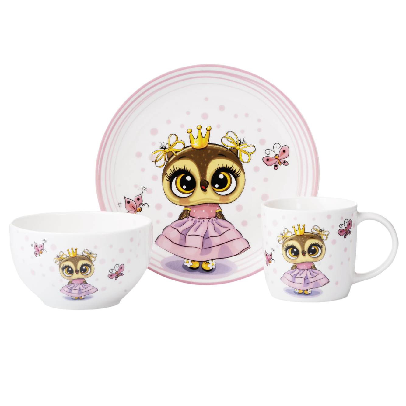Набір дитячого посуду Ardesto Princess owl, 3 предмети (AR3453OS) - фото 1