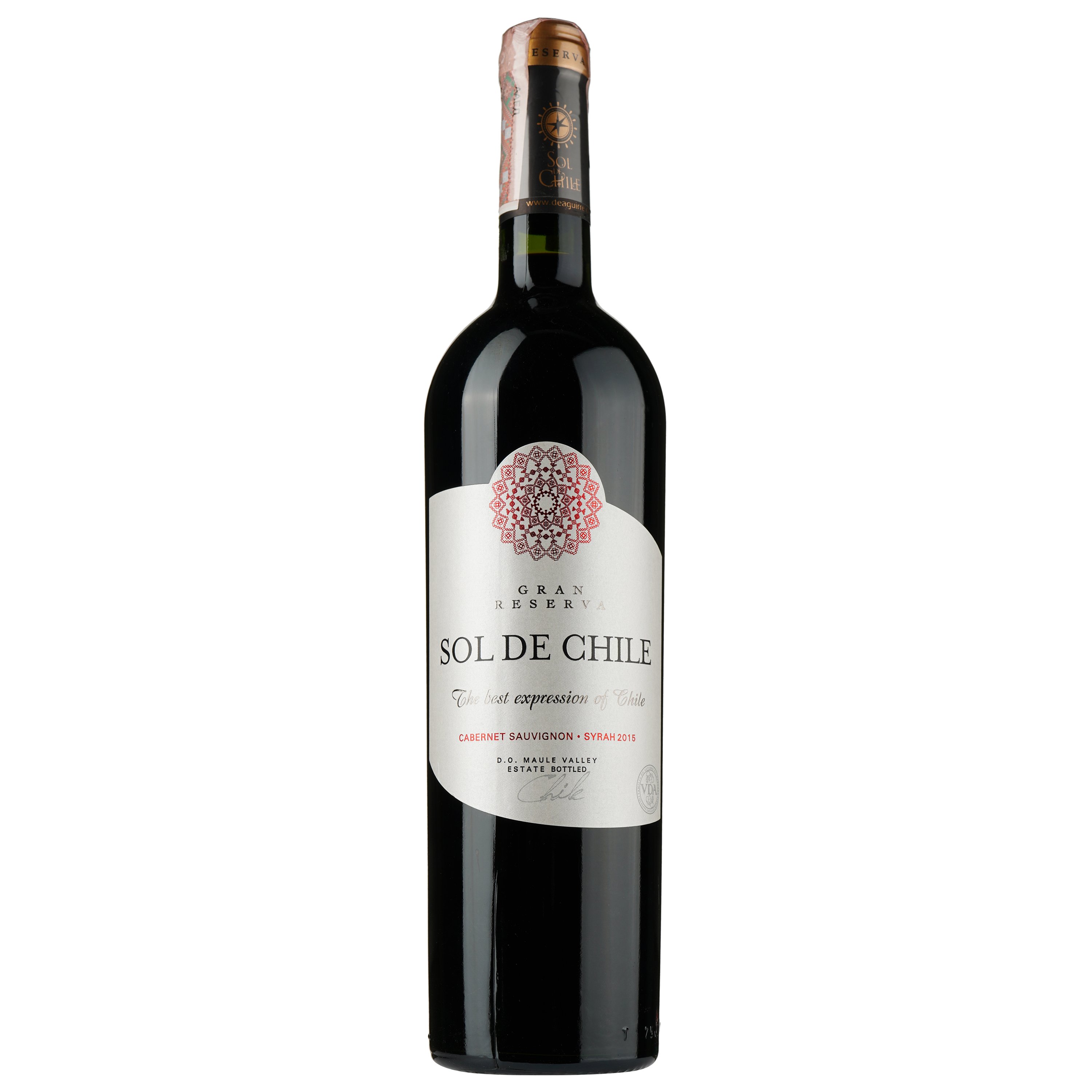 Вино Sol de Chile Gran Reserva Cabernet Sauvignon Syrah, червоне, сухе, 14%, 0,75 л - фото 1