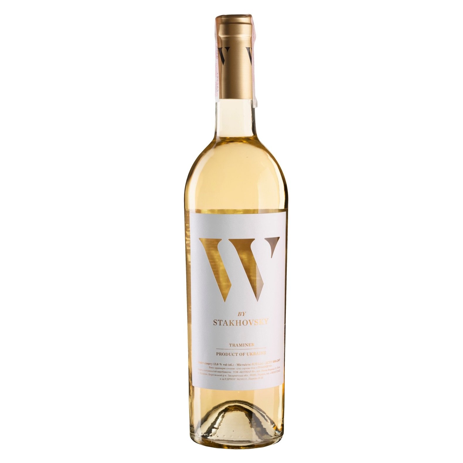Вино W by Stakhovsky Wines Traminer, белое, сухое, 0,75 л - фото 1