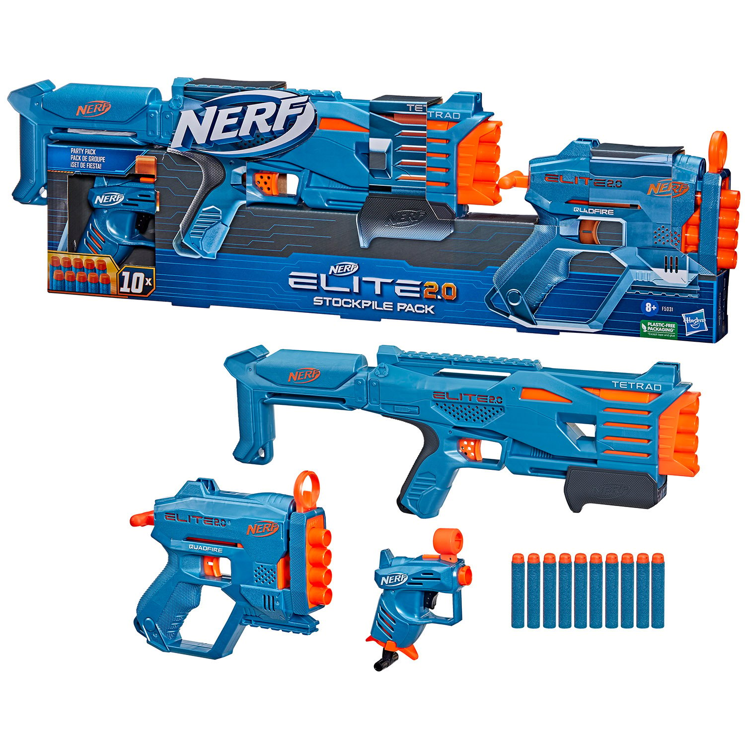 Набор бластеров Hasbro Nerf Elite 2.0 Stockpile Pack, с 10 стрелами, 3 шт. (F5031) - фото 3