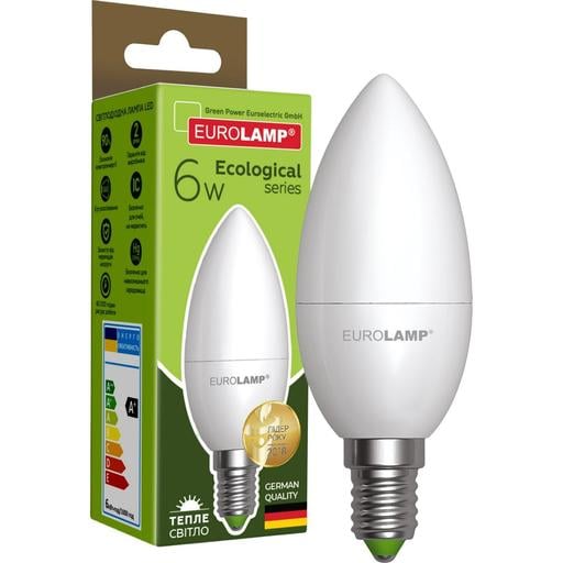 Світлодіодна лампа Eurolamp LED Ecological Series, CL 6W, E14 3000K (LED-CL-06143(P)) - фото 1