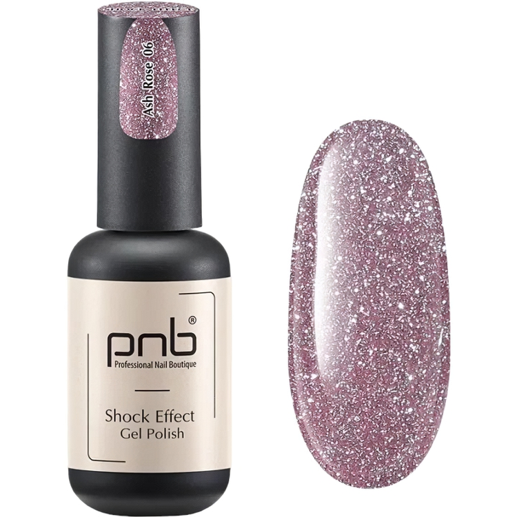 Гель-лак PNB світловідбиваючий Shock Effect 06 Ash Rose 8  мл UV/LED - фото 1