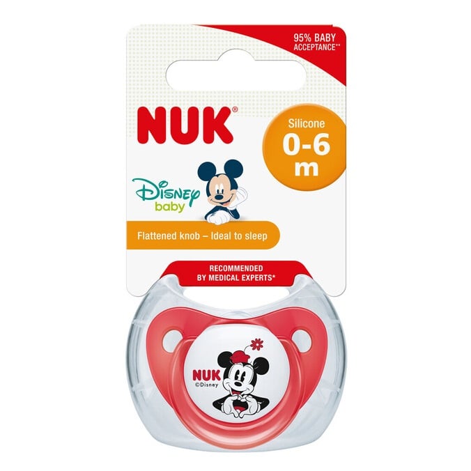 Пустушка силіконова Nuk Trendline Disney Mickey, ортодонтична, 0-6 міс., червоний з білим (3954014) - фото 2