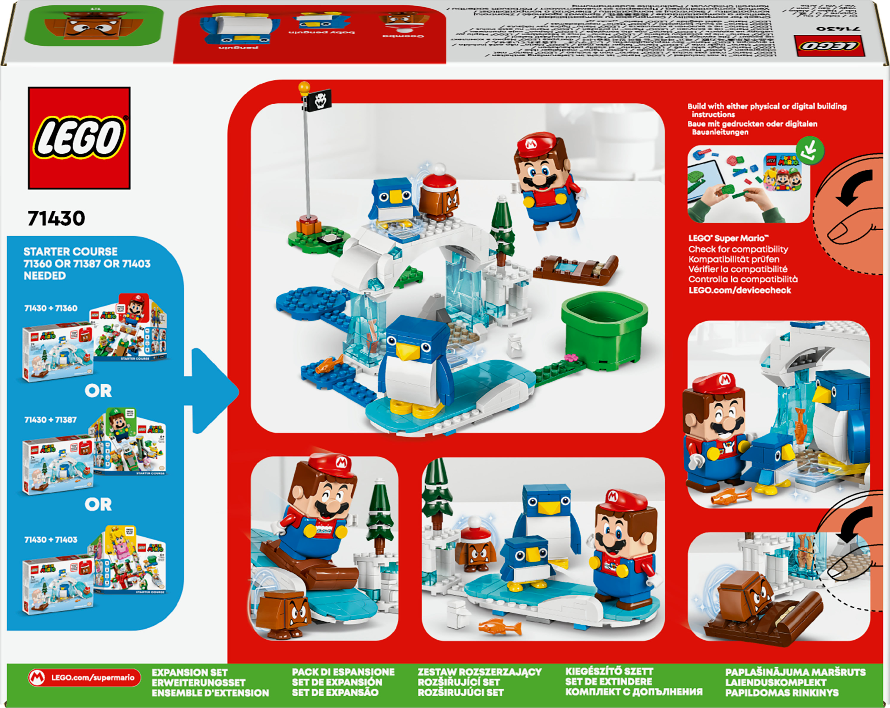 Конструктор LEGO Super Mario Снежное приключение семьи Penguin дополнительный набор 228 детали (71430) - фото 9