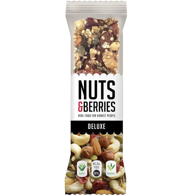Батончик Nuts & Berries Deluxe горіховий з журавлиною та насінням гарбуза органічний 40 г - фото 1