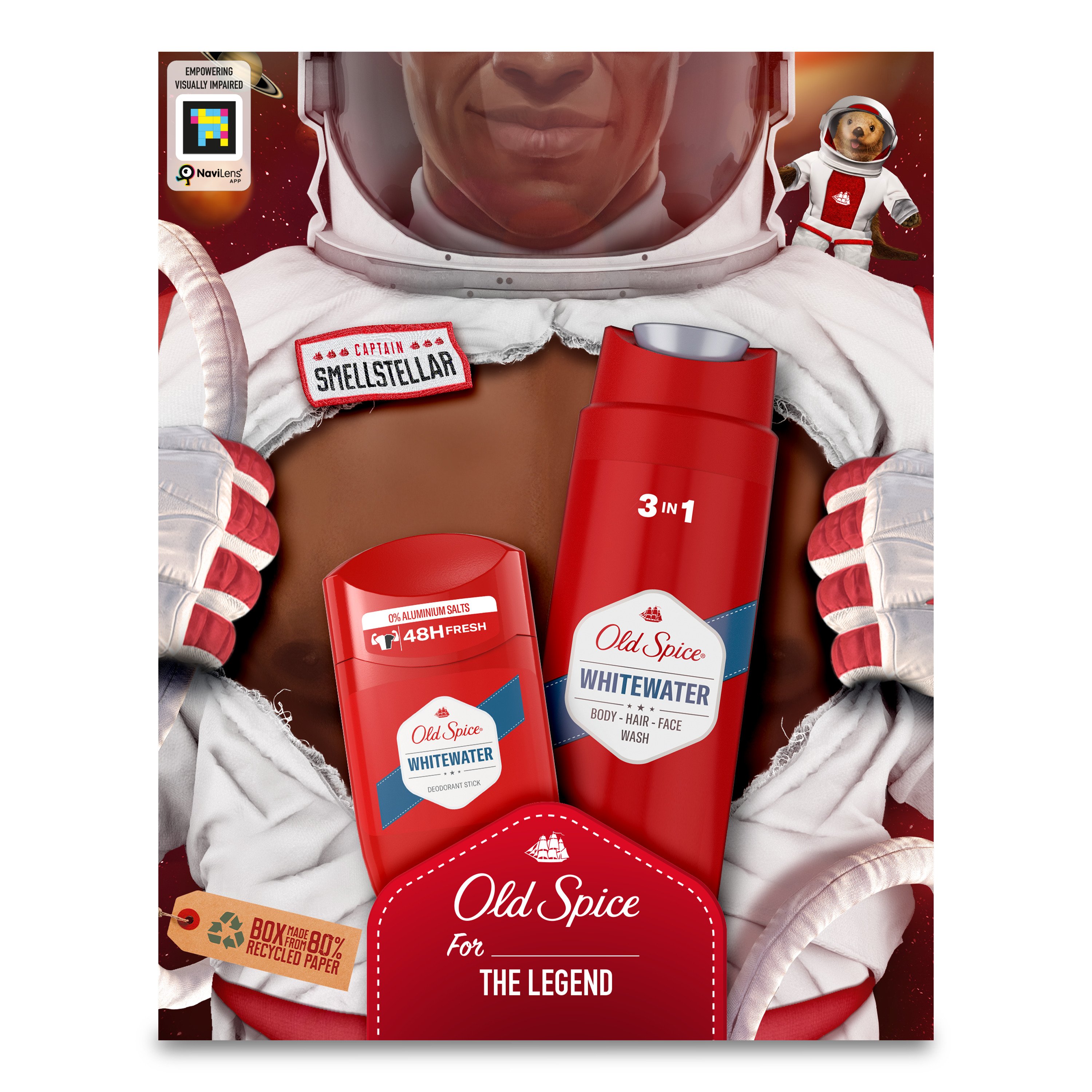Подарочный набор для мужчин Old Spice Astronaut WhiteWater: твердый дезодорант 50 мл + гель для душа 3 в 1 250 мл - фото 2