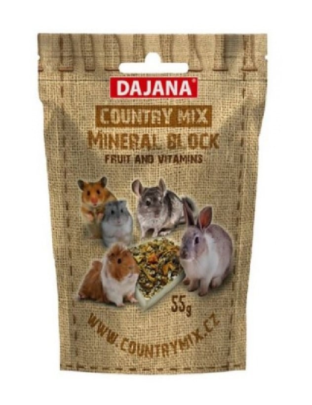 Минеральный блок Dajana Country mix фрукты и витамины для мелких грызунов и кроликов, 55 г (DP461) - фото 1