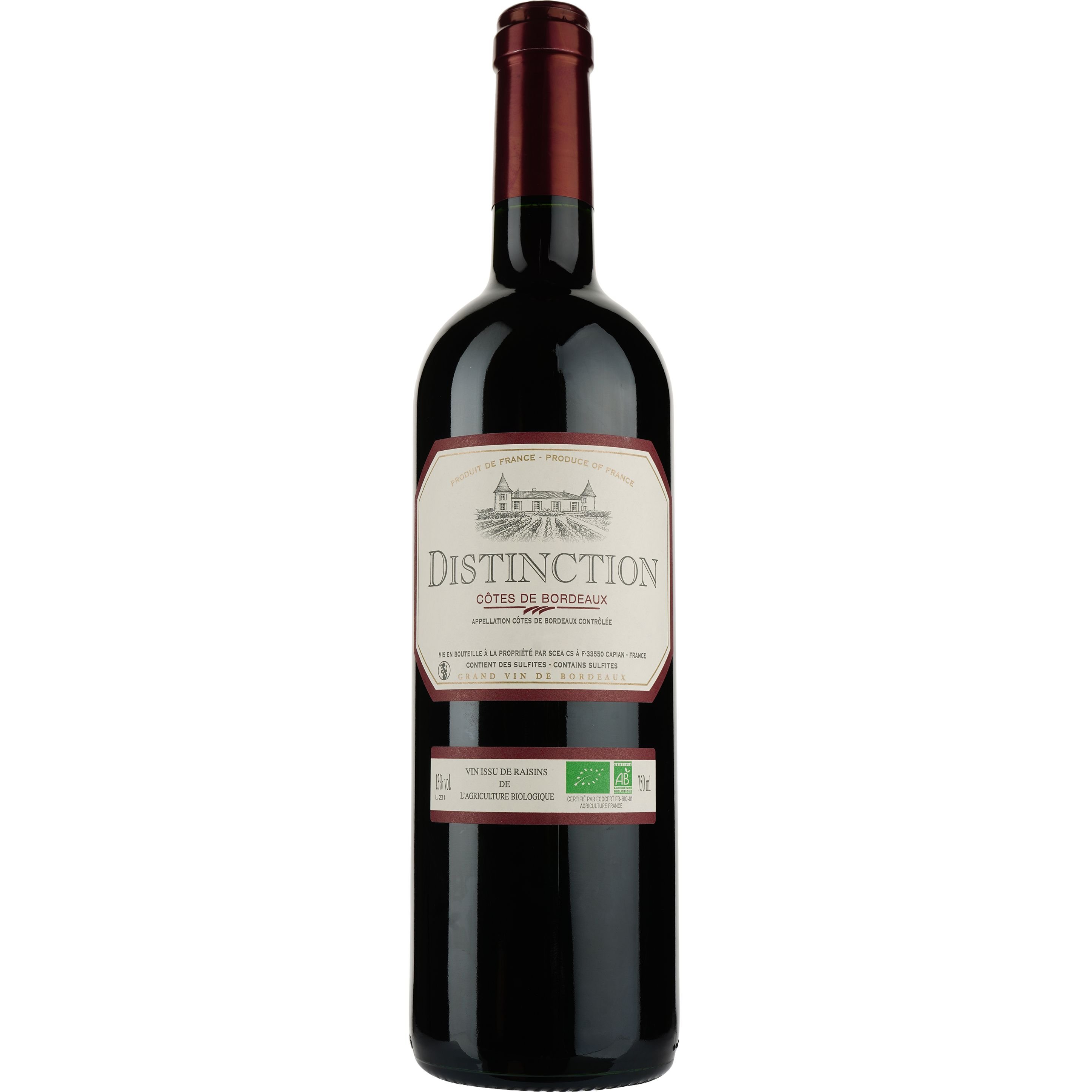 Вино Distinction Cotes de Bordeaux, червоне, сухе, 0,75 л - фото 1