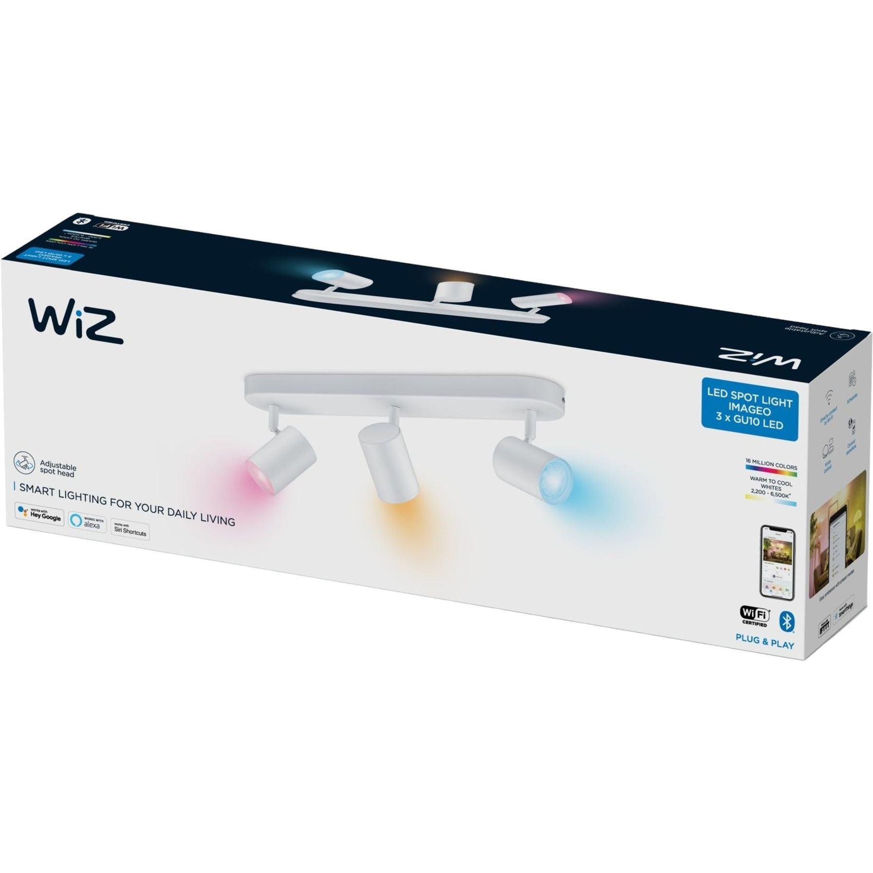 Светильник точечный WiZ Imageo Spots Wi-Fi накладной умный 3x5W 2200-6500K RGB белый (929002658901) - фото 4