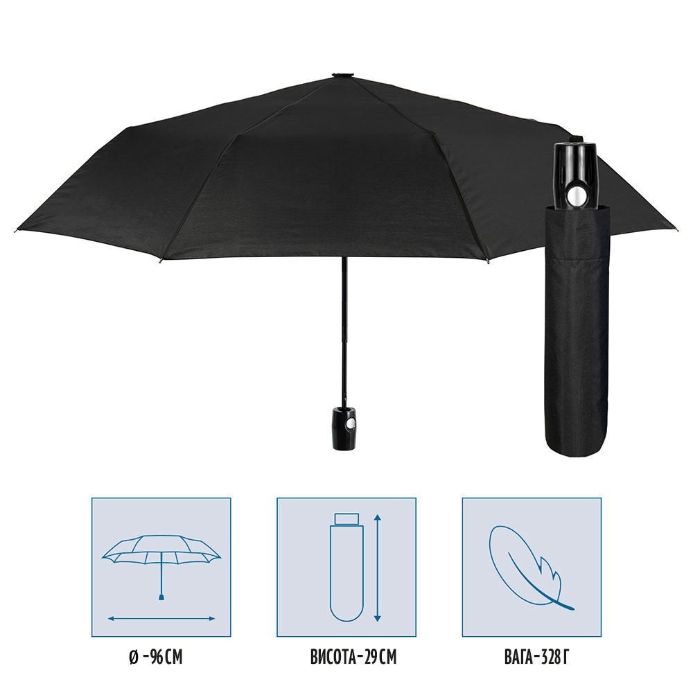 Зонтик Perletti Ombrelli складной автоматический черный (96007-01) - фото 3
