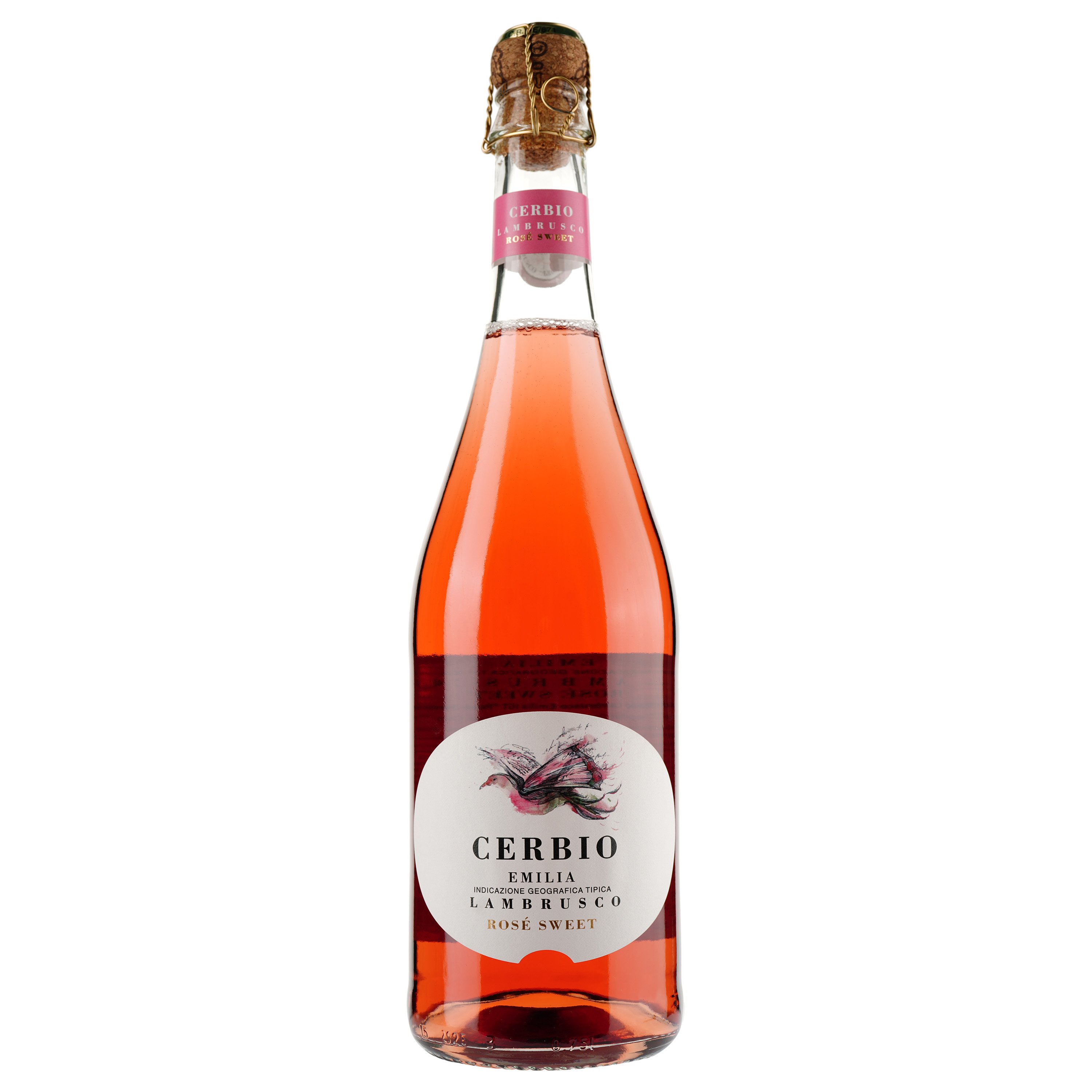 Вино игристое Terre Cevico Cerbio Lambrusco Emilia IGT Rose Sweet, 8%, 0,75 л - фото 1