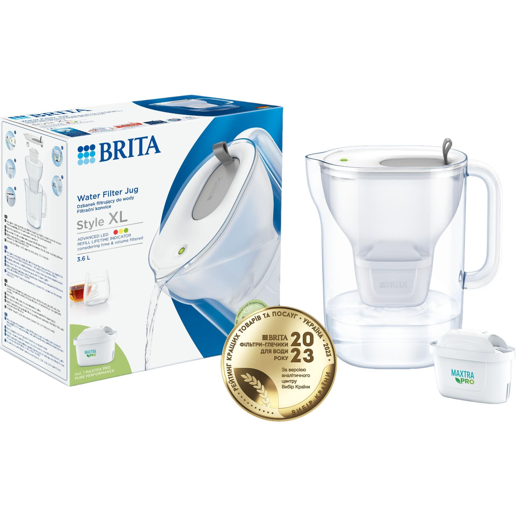 Фильтр-кувшин Brita Style XL LED MXPro серый 3.6 л (1052803) - фото 3