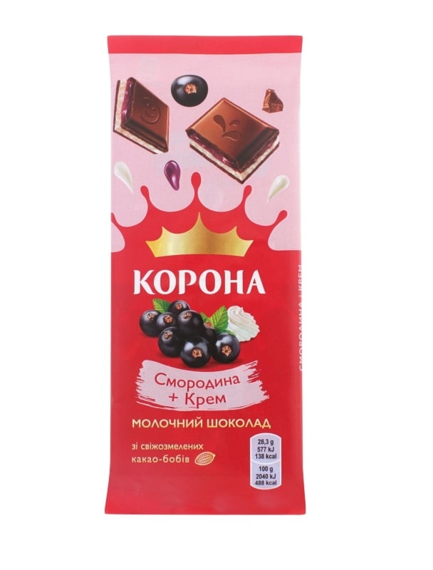 Шоколад Корона смородина + крем, 85 г (763193) - фото 1