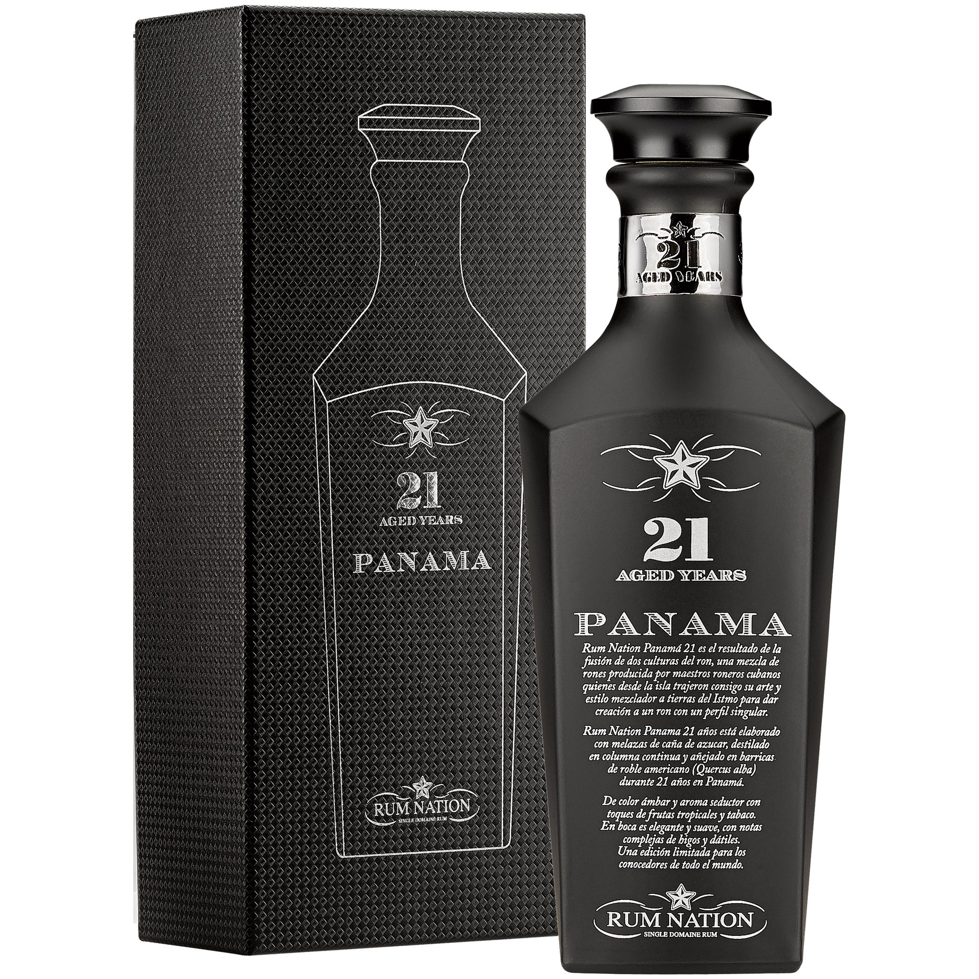 Ром Rum Nation Panama 21 yo Decanter Black, 43%, в подарочной упаковке, 0,7 л - фото 1