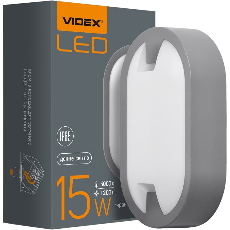 Світильник Videx LED IP65 15W 5000K овальний сірий (VL-BH12O-155) - фото 1