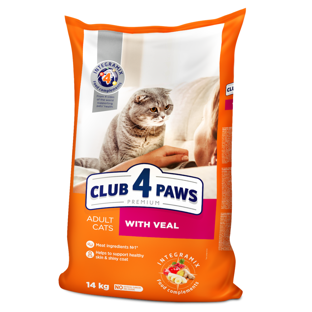 Сухой корм для кошек Club 4 Paws Premium, телятина,14 кг (B4630801) - фото 1