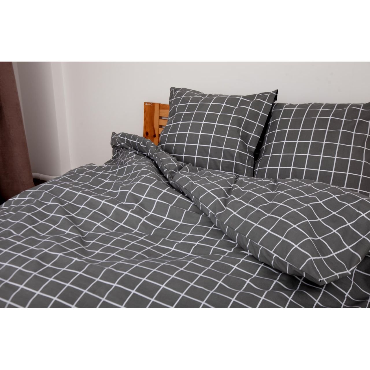 Комплект постельного белья ТЕП Happy Sleep Duo Grey Check полуторный серый (2-04008_26621) - фото 2