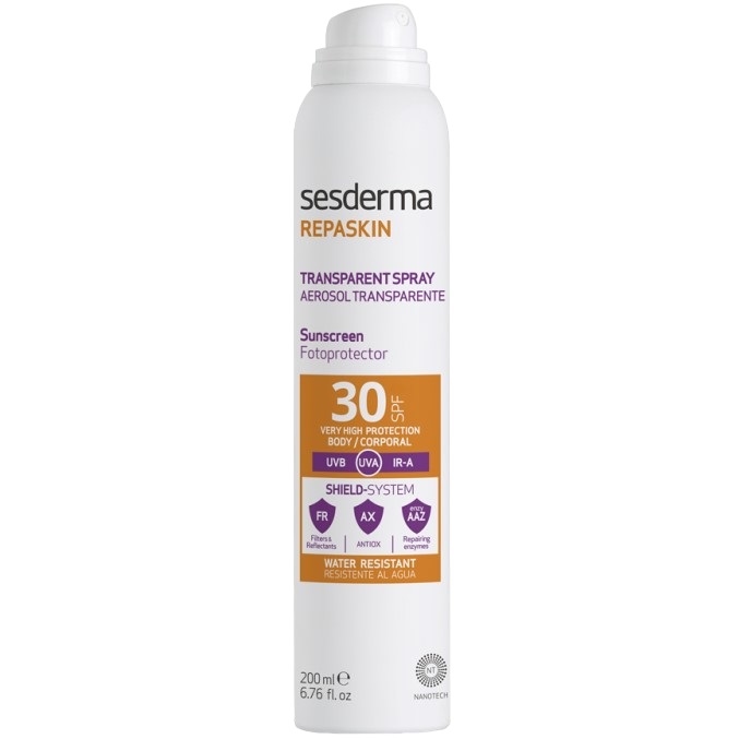 Сонцезахисний спрей для тіла Sesderma Repaskin DNA Repair Spray Transparente SPF30, 200 мл - фото 1