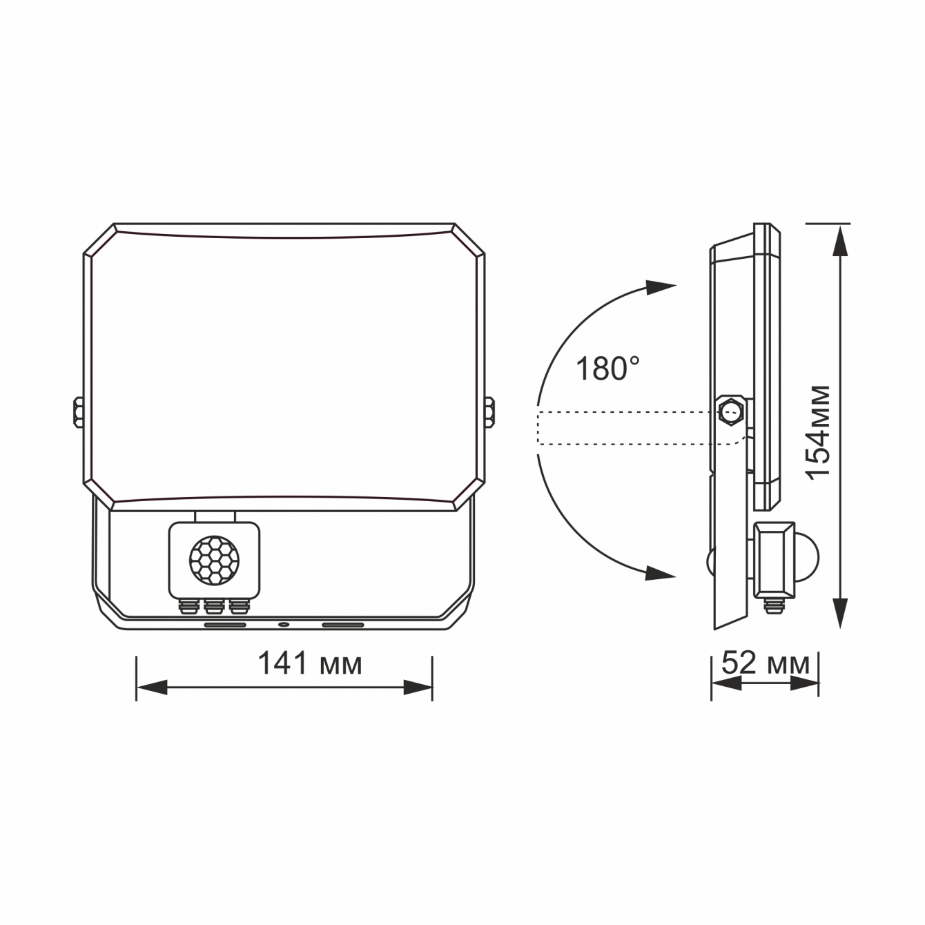 LED прожектор Videx F3 30W 5000K з датчиком руху 220V Black (VLE-F3-0305B-S) - фото 5