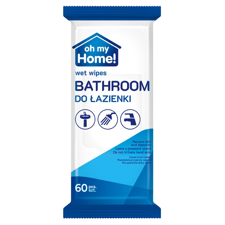 Влажные салфетки Oh My Home, для ванной комнаты, 60 шт. (915066) - фото 1