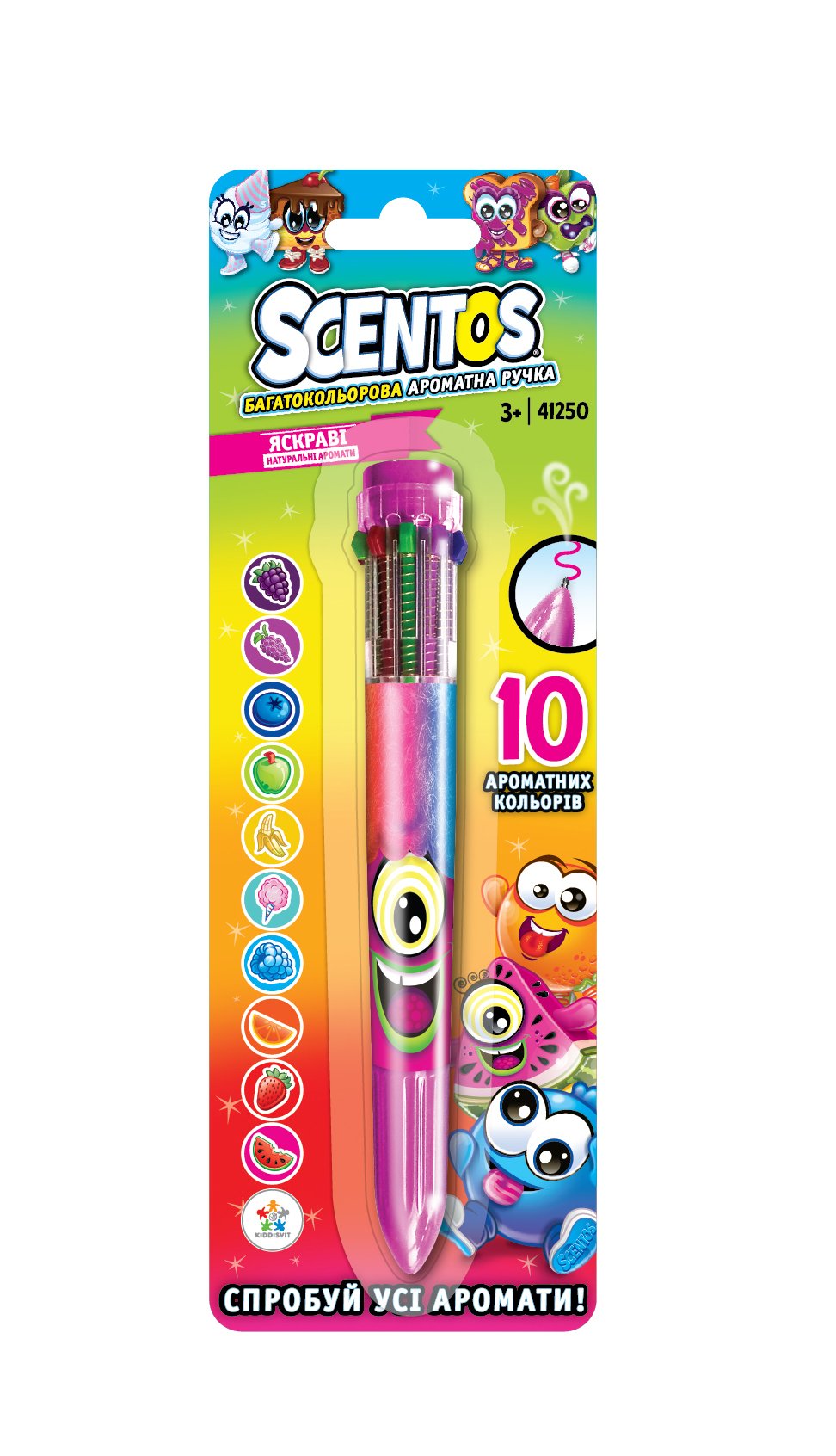Многоцветная ароматная шариковая ручка Scentos Волшебное настроение, 10 цветов, розовый (41250) - фото 1