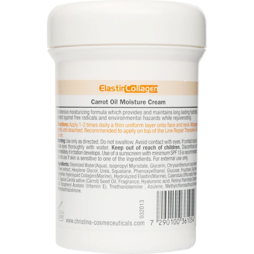 Зволожувальний крем для сухої шкіри Christina Elastin Collagen Carrot Oil Moisture Cream With Vitamins A, E & HA 250 мл - фото 2