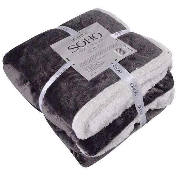 Одеяло Soho Plush hugs Graphite флисовое, 200х150 см, серое с белым (1221К) - фото 4