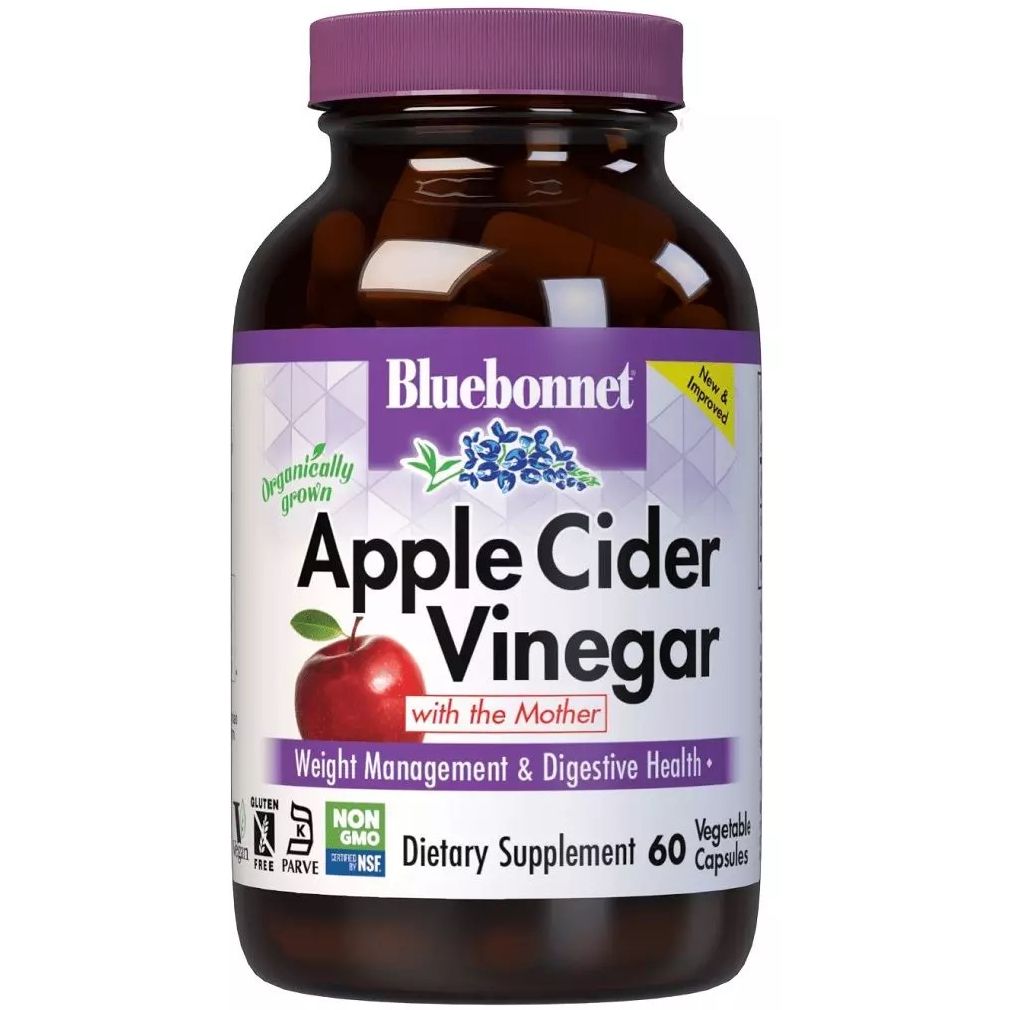 Яблучний оцет Bluebonnet Nutrition Apple cider vinegar 60 вегетаріанських капсул - фото 1