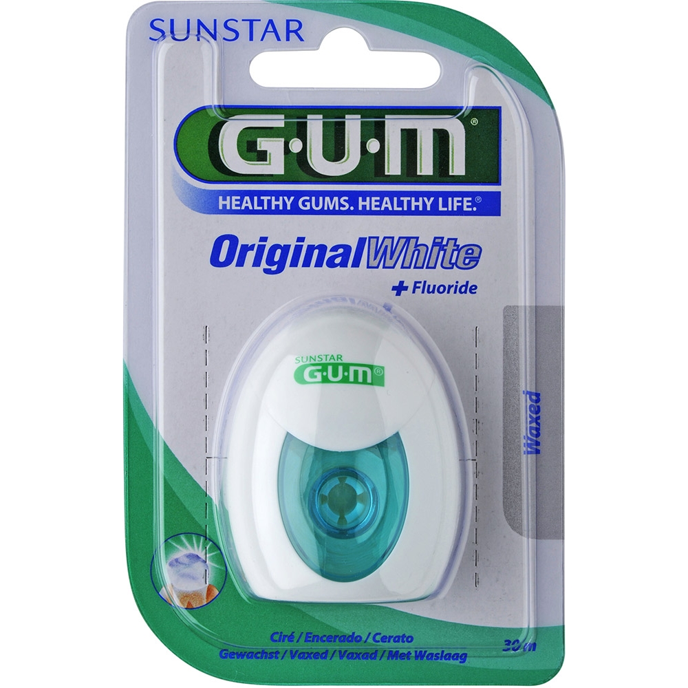 Зубна нитка GUM Original White Floss вощена з фторидом 30 м - фото 1